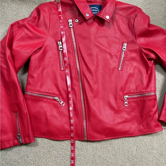 Vibrant Red Leather Jacket for Women - Picture 9 of 13